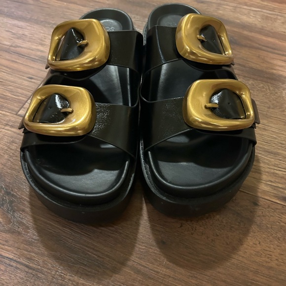 ASOS DESIGN Femi oversized buckle footbed mules in black - Picture 4 of 4